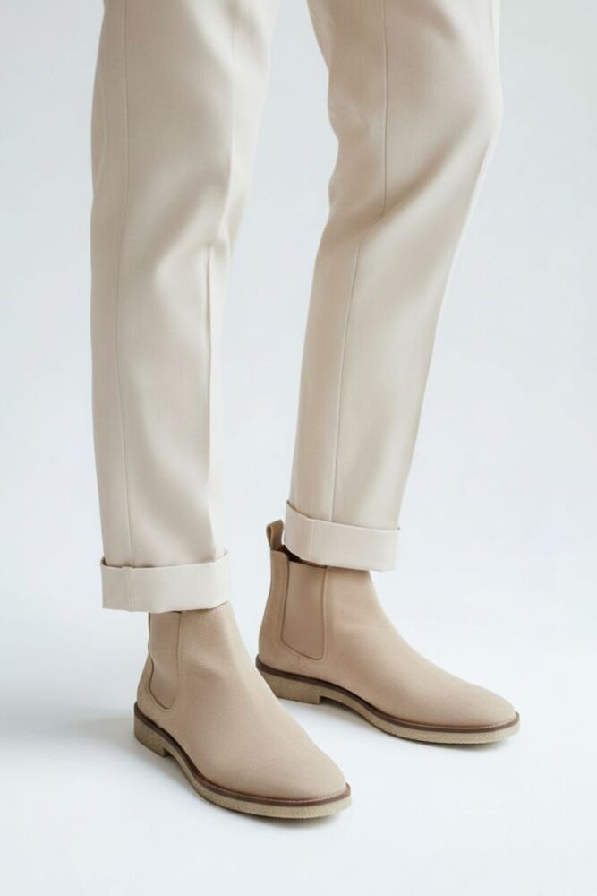 Walk London Beige Suede Chelsea Boots Size: 9