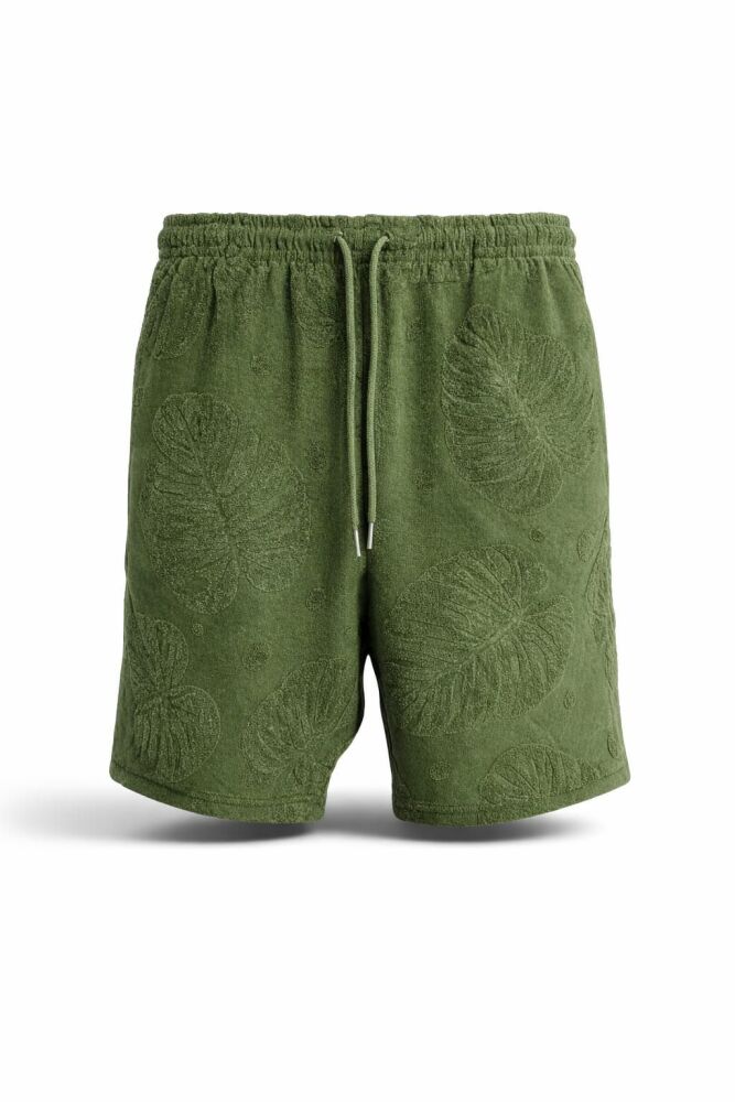 Olive Green Printed Shorts SKU: A106768