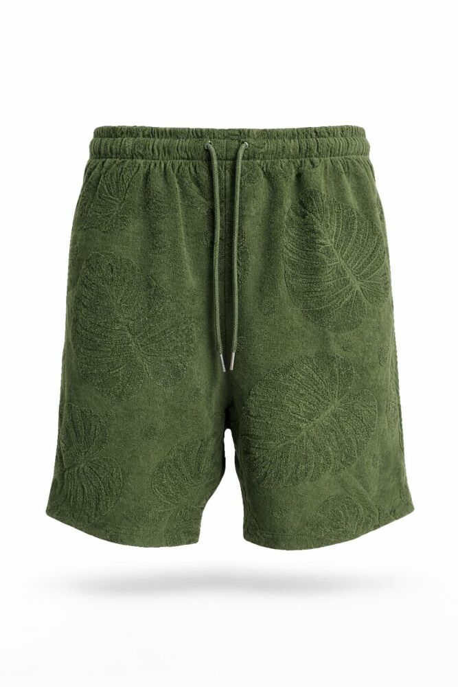 Olive Green Printed Shorts SKU: A106768