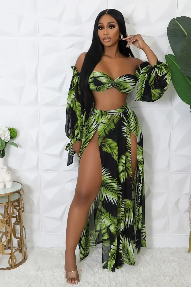 3pc Tropical Palms Swim Set SKU: D46012L