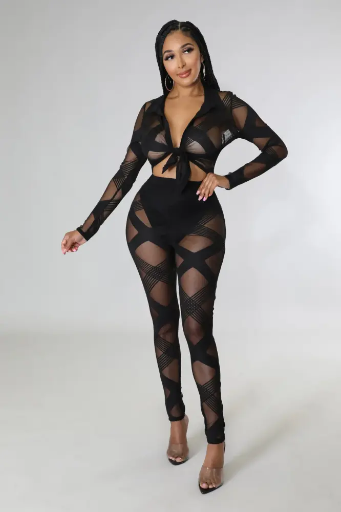 Black Moments After Pants Sets SKU: 17045L2