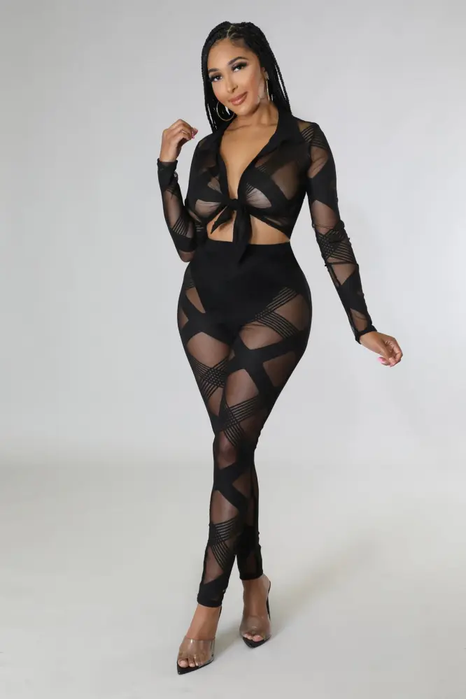 Black Moments After Pants Sets SKU: 17045L2