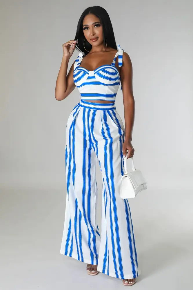 Blue/White Onelia Pant Set SKU: H7850L1