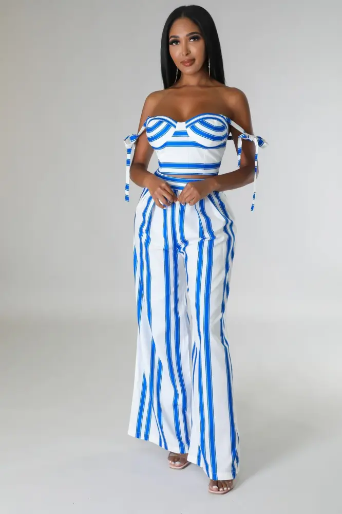 Blue/White Onelia Pant Set SKU: H7850L1