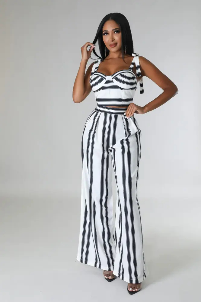 Black/White Onelia Pant Set SKU: HL850L1