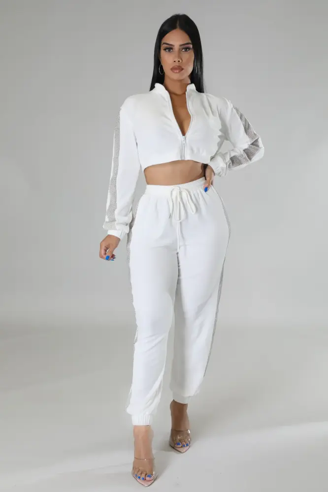 White Downtown Moments Pant Set SKU: B768Y01