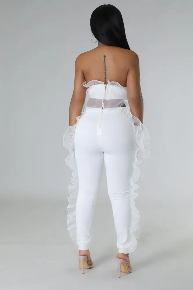 White Ruffling Thoughts Pant Set SKU: L011650