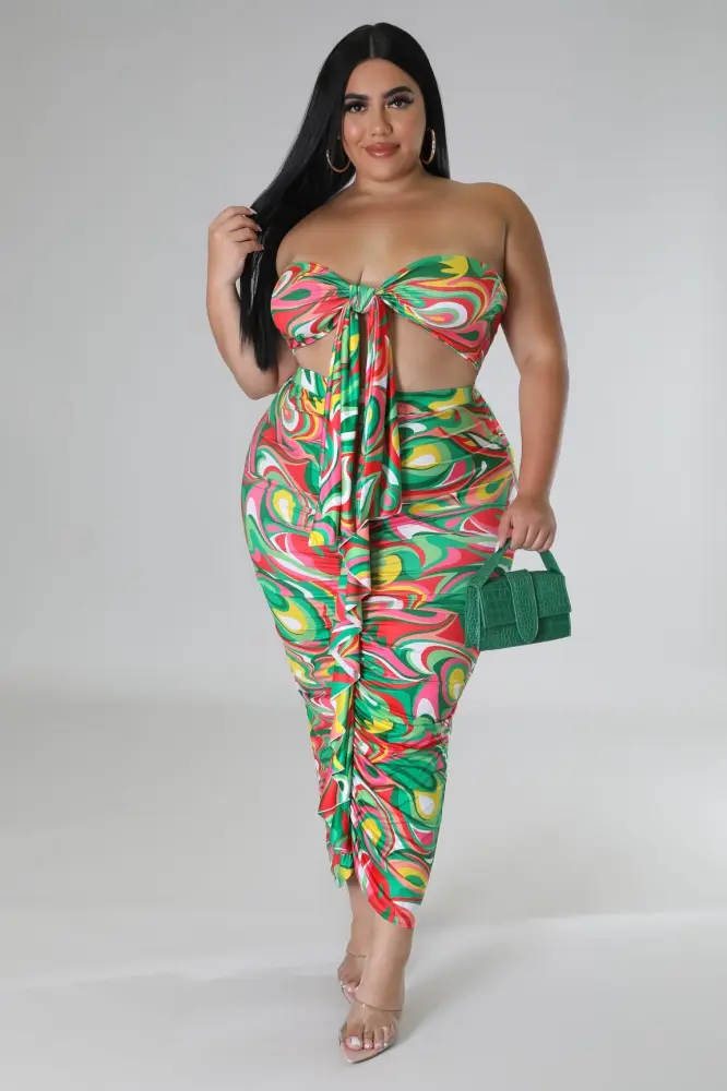 Multi Print Wavy Baby Skirt Set SKU: 6758G90