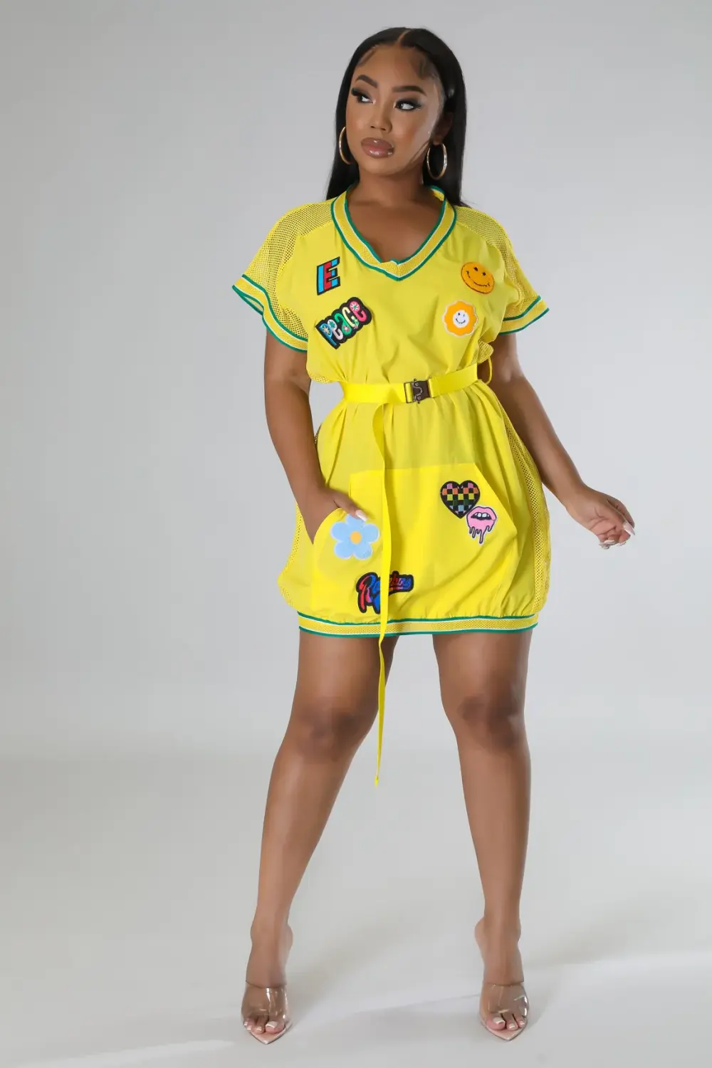 Yellow Patched Down Dress