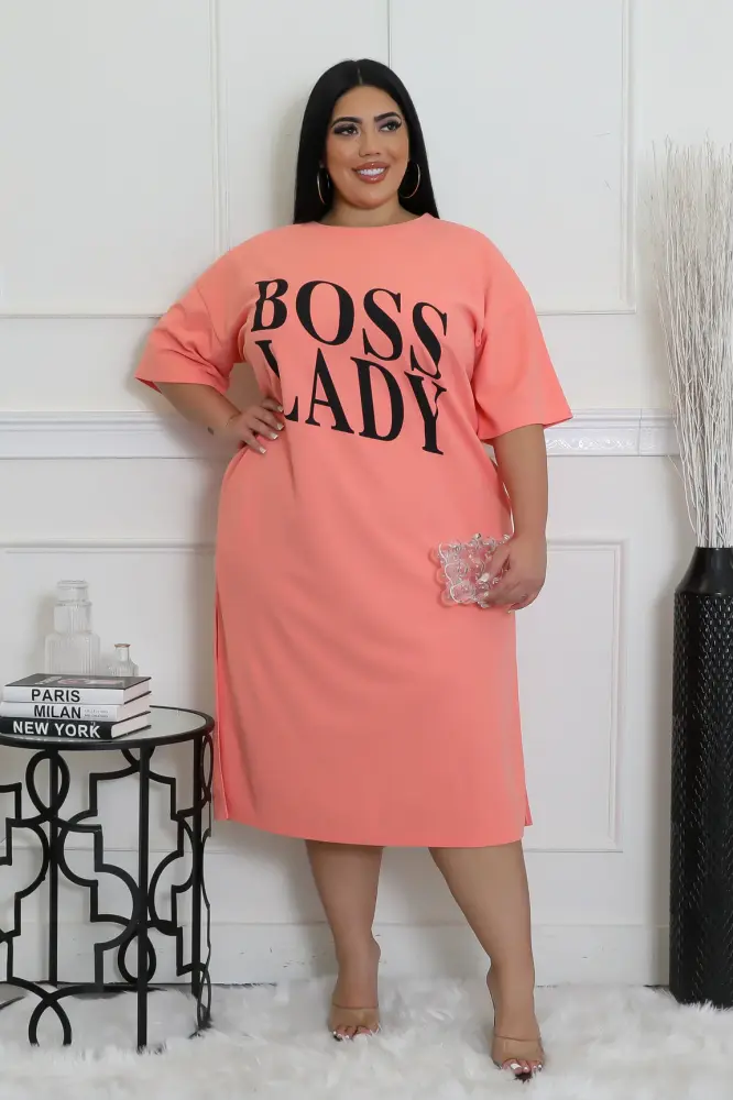 Peach Boss Lady Dress SKU: T656112