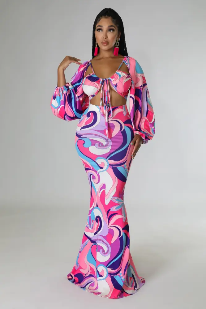 Multi-Print Summer Visions Skirt Set SKU: H676850