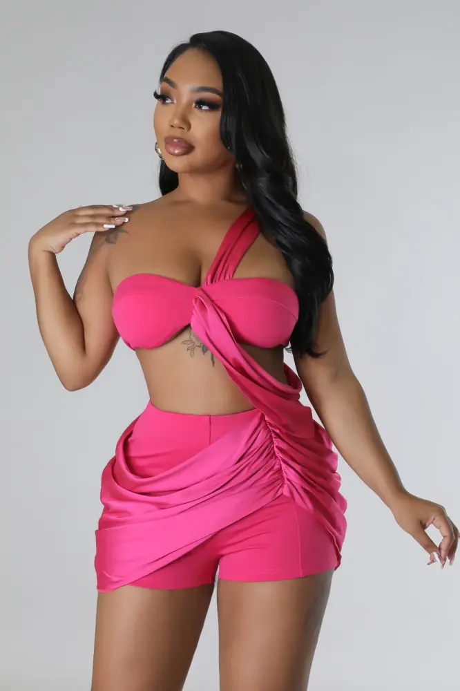 Fuchsia Champagne Parties Short Set SKU: 65768S0
