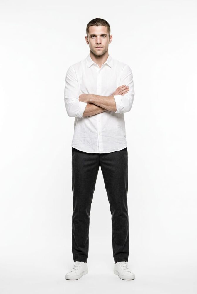 White Vintage Long Sleeve Smart Fit Shirt SKU: 879H556