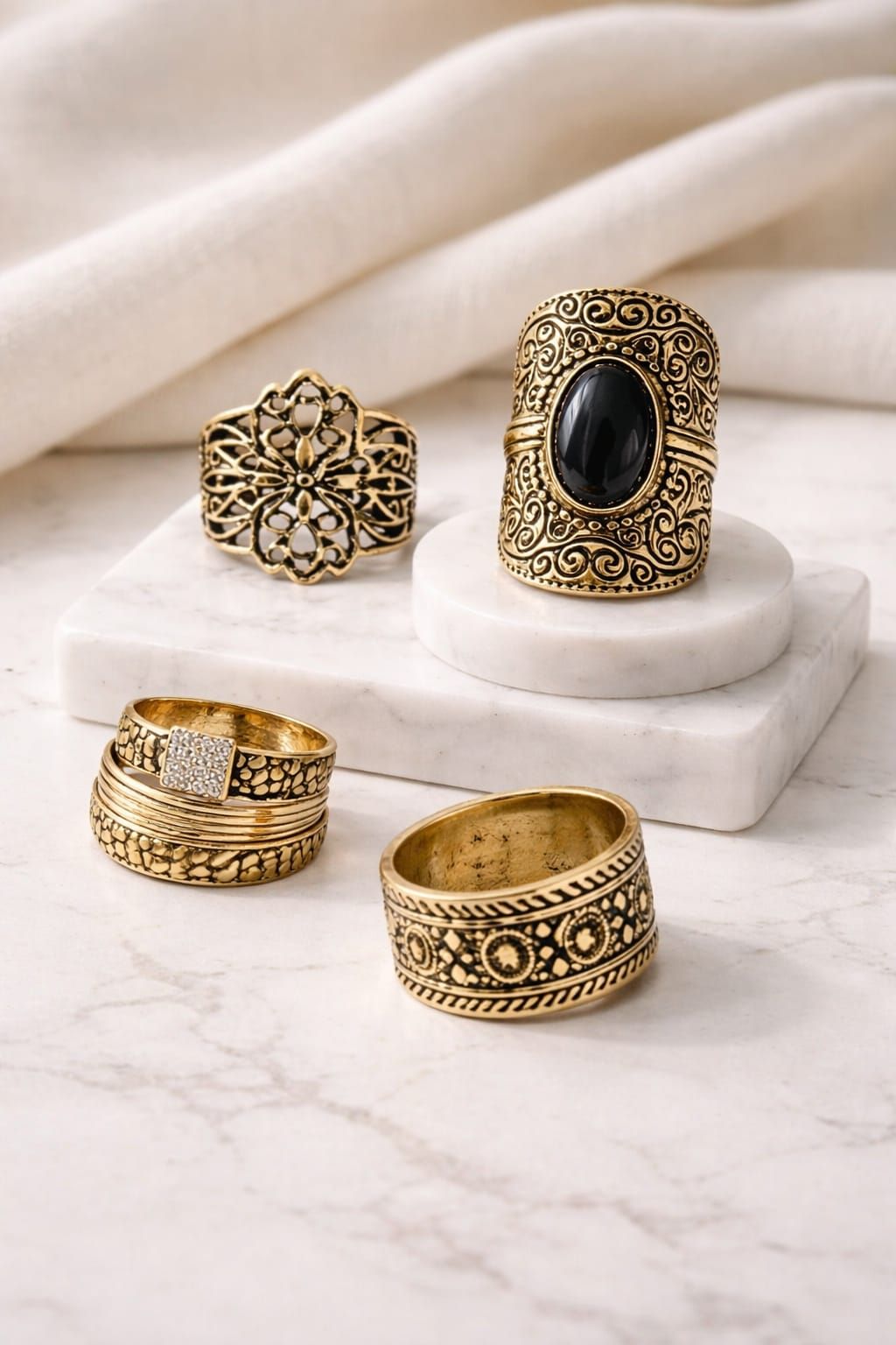 4-Pc Gold Plated Ring Set #Z32