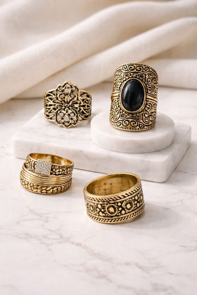 4-Pc Gold Plated Ring Set SKU: Z32