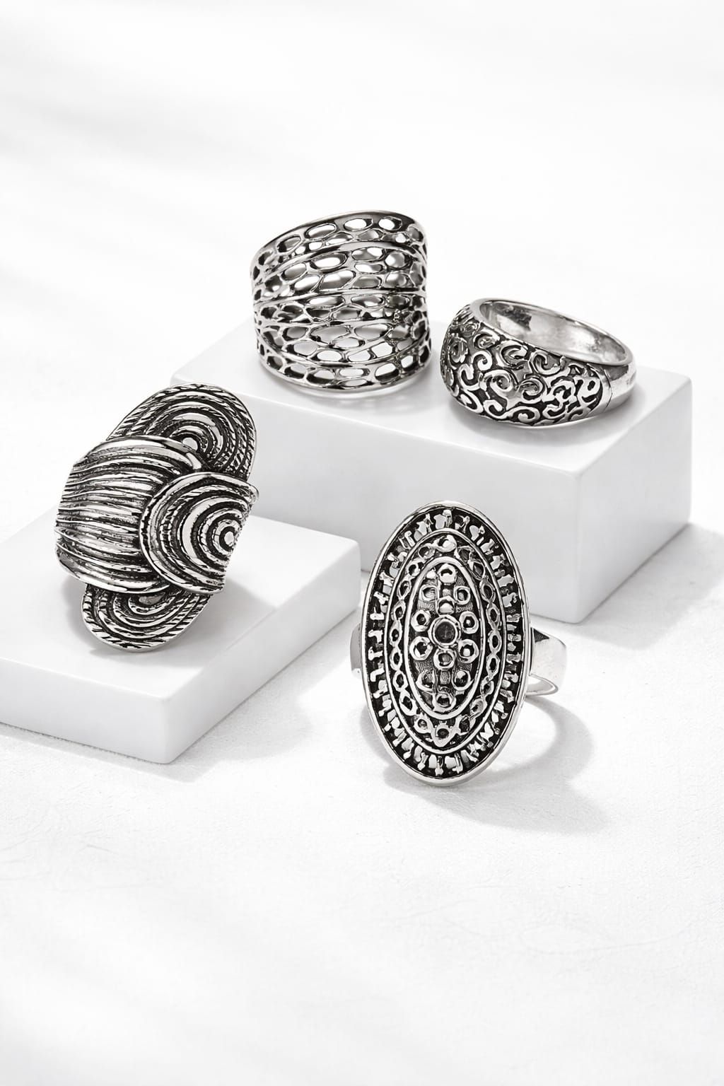 4-Pc Silver Plated Ring Set SKU: Z03
