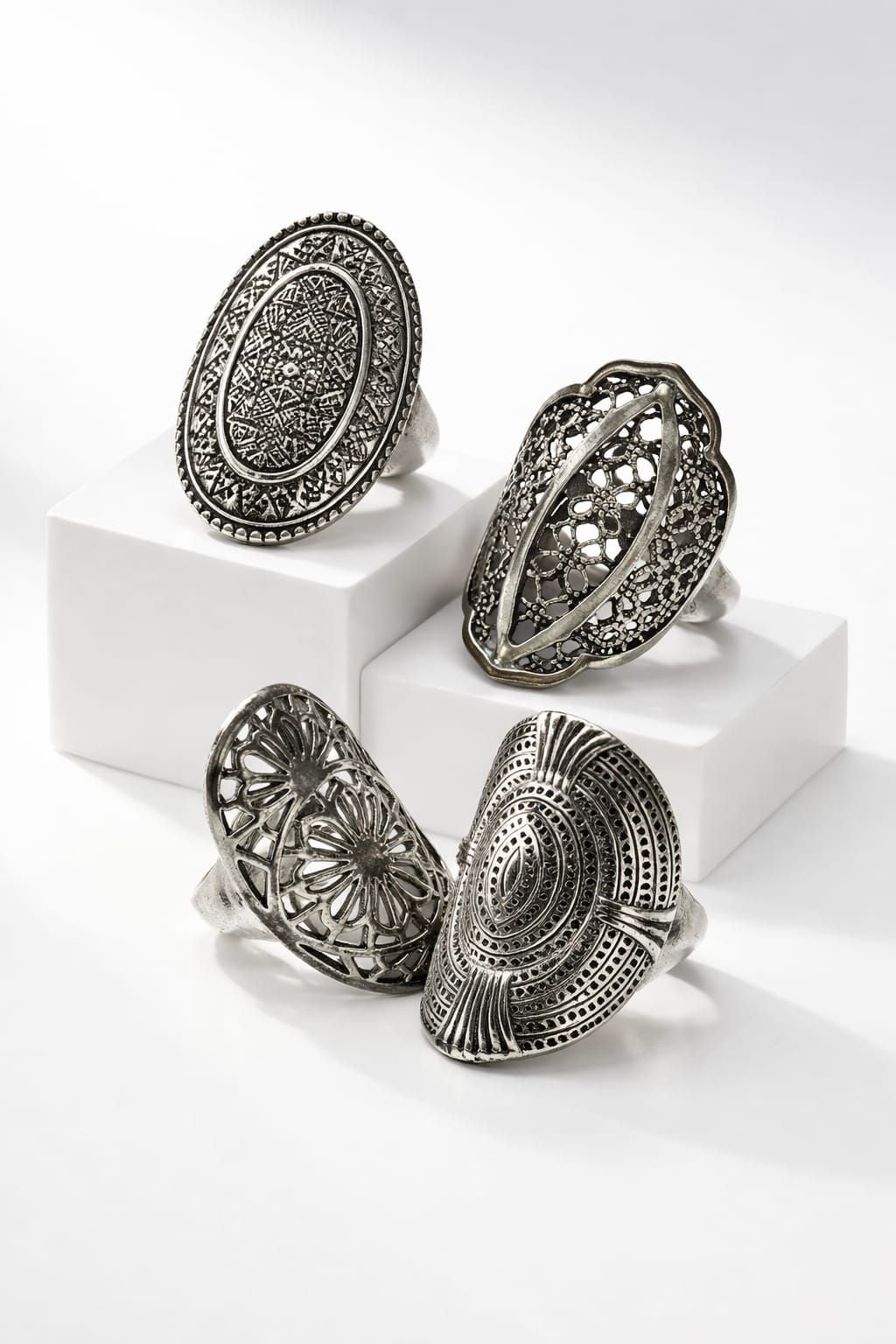 4-Pc Silver Plated Ring Set SKU: Z04