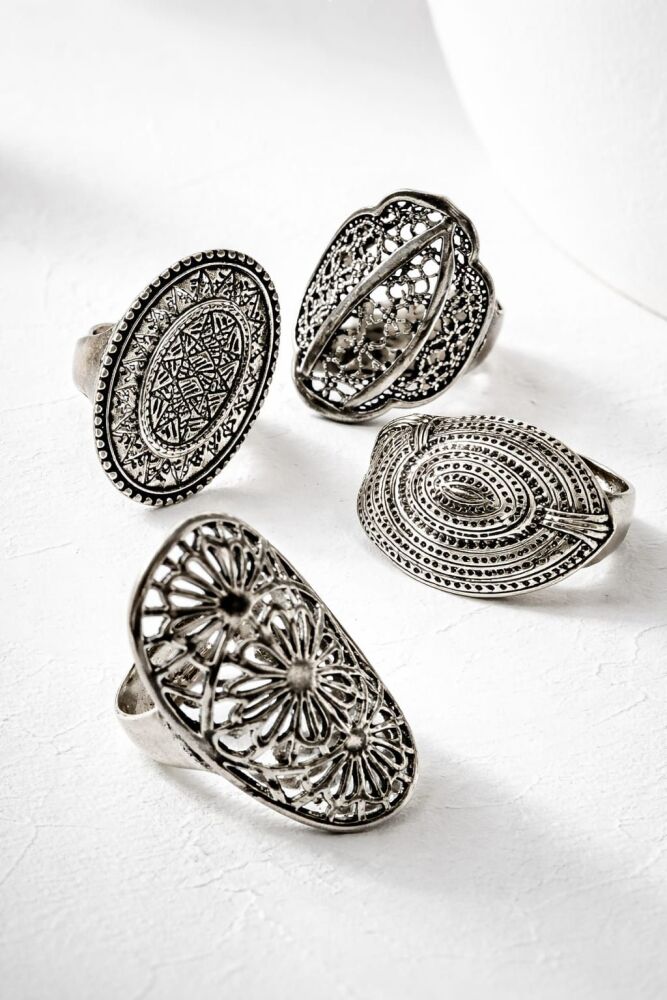 4-Pc Silver Plated Ring Set SKU: Z04