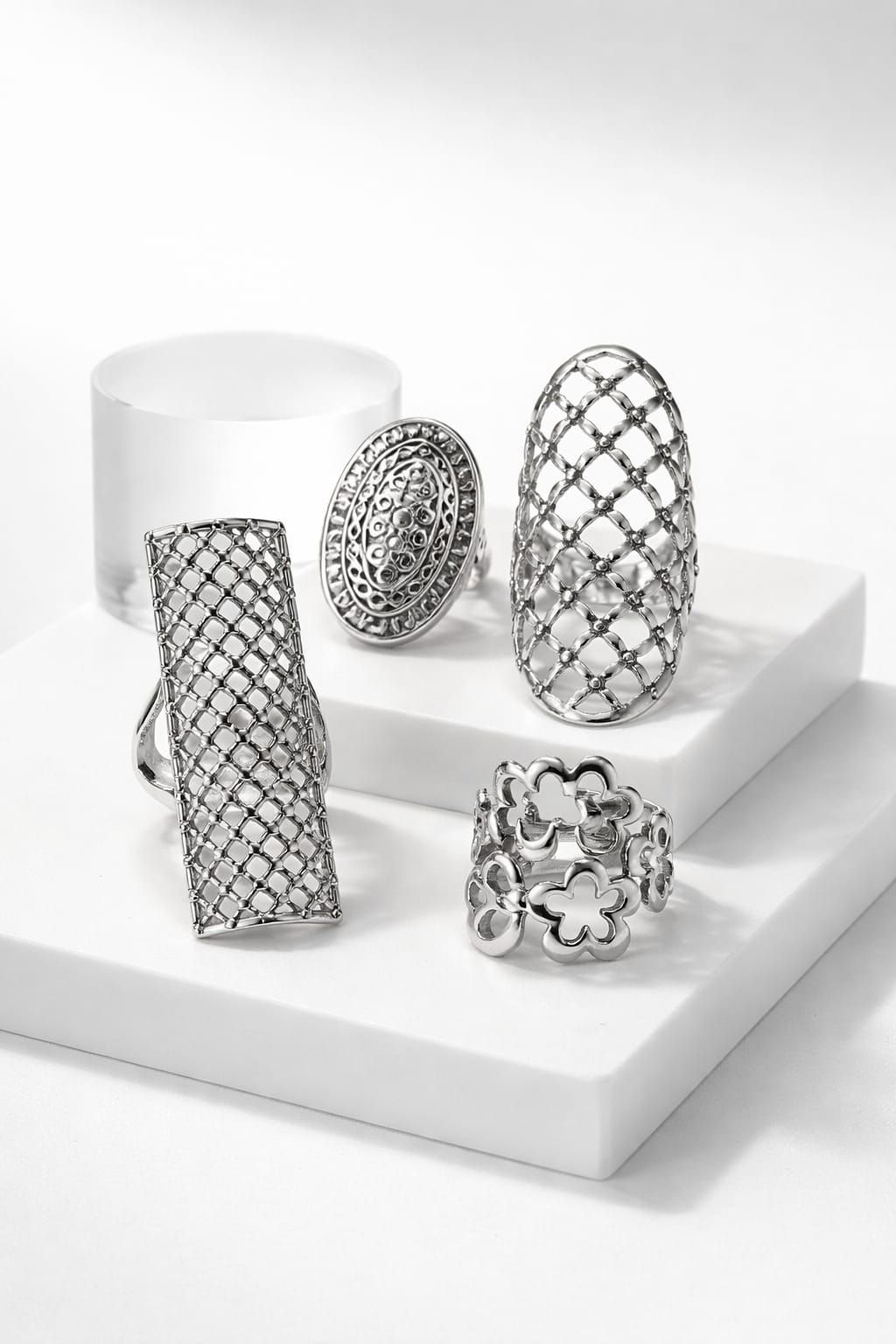 4-Pc Silver Plated Ring Set SKU: Z09