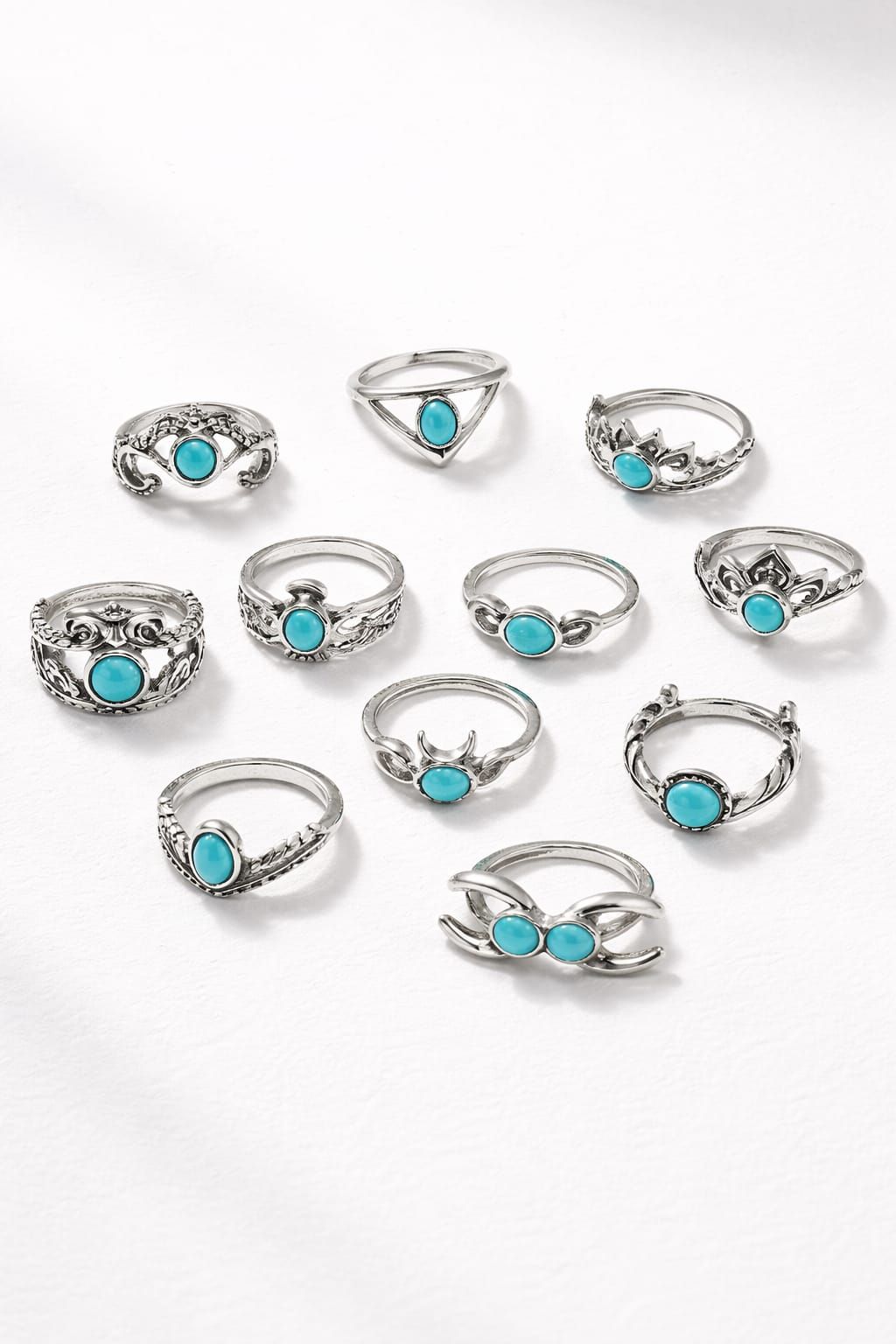 11-Pc Silver Plated Ring Set SKU: Z012