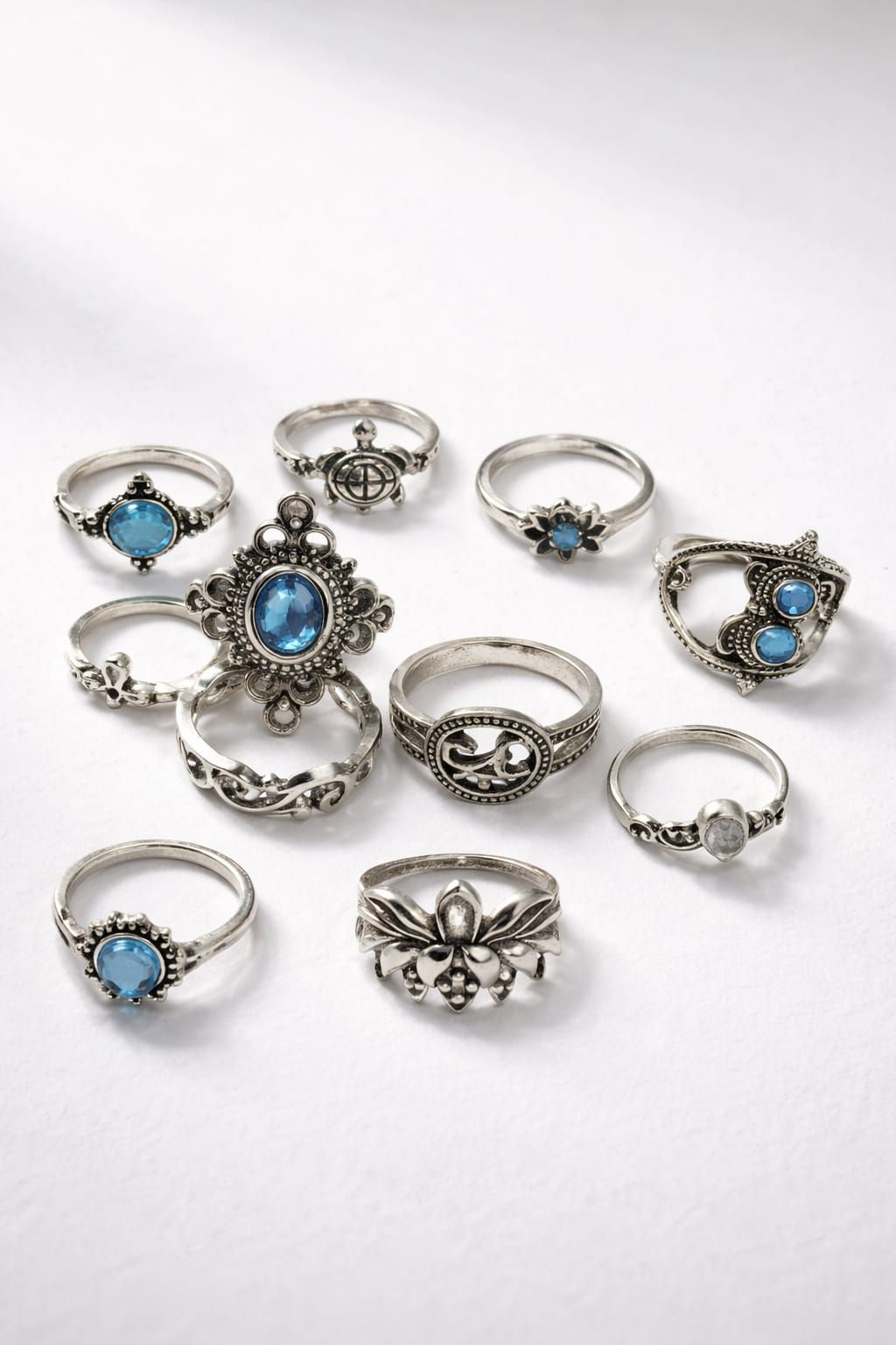 11-Pc Silver Plated Ring Set SKU: Z013