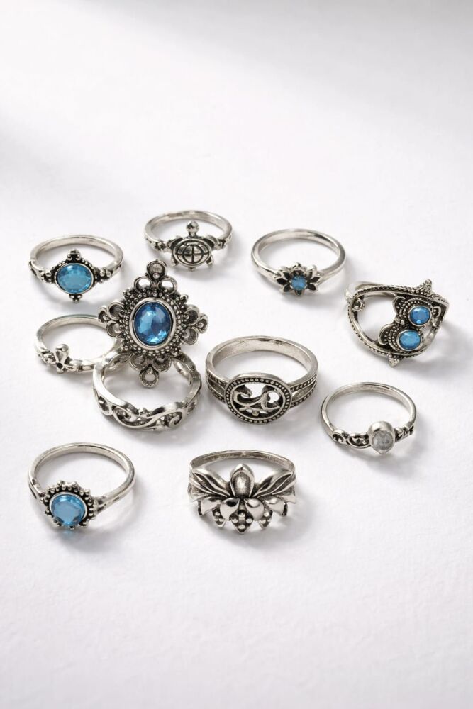 11-Pc Silver Plated Ring Set SKU: Z013