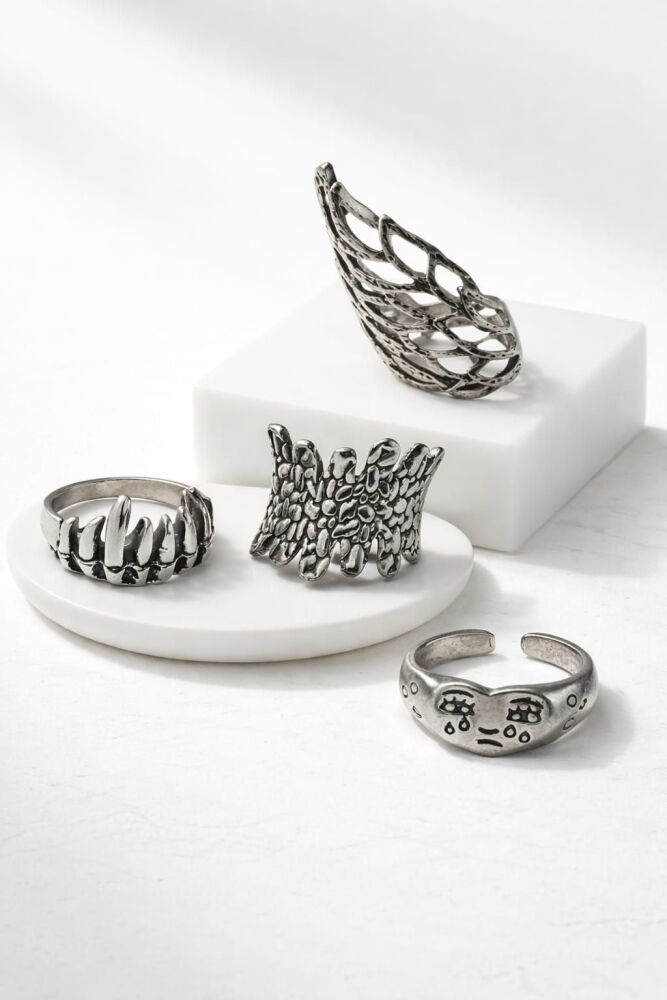 4-Pc Silver Plated Ring Set SKU: Z015