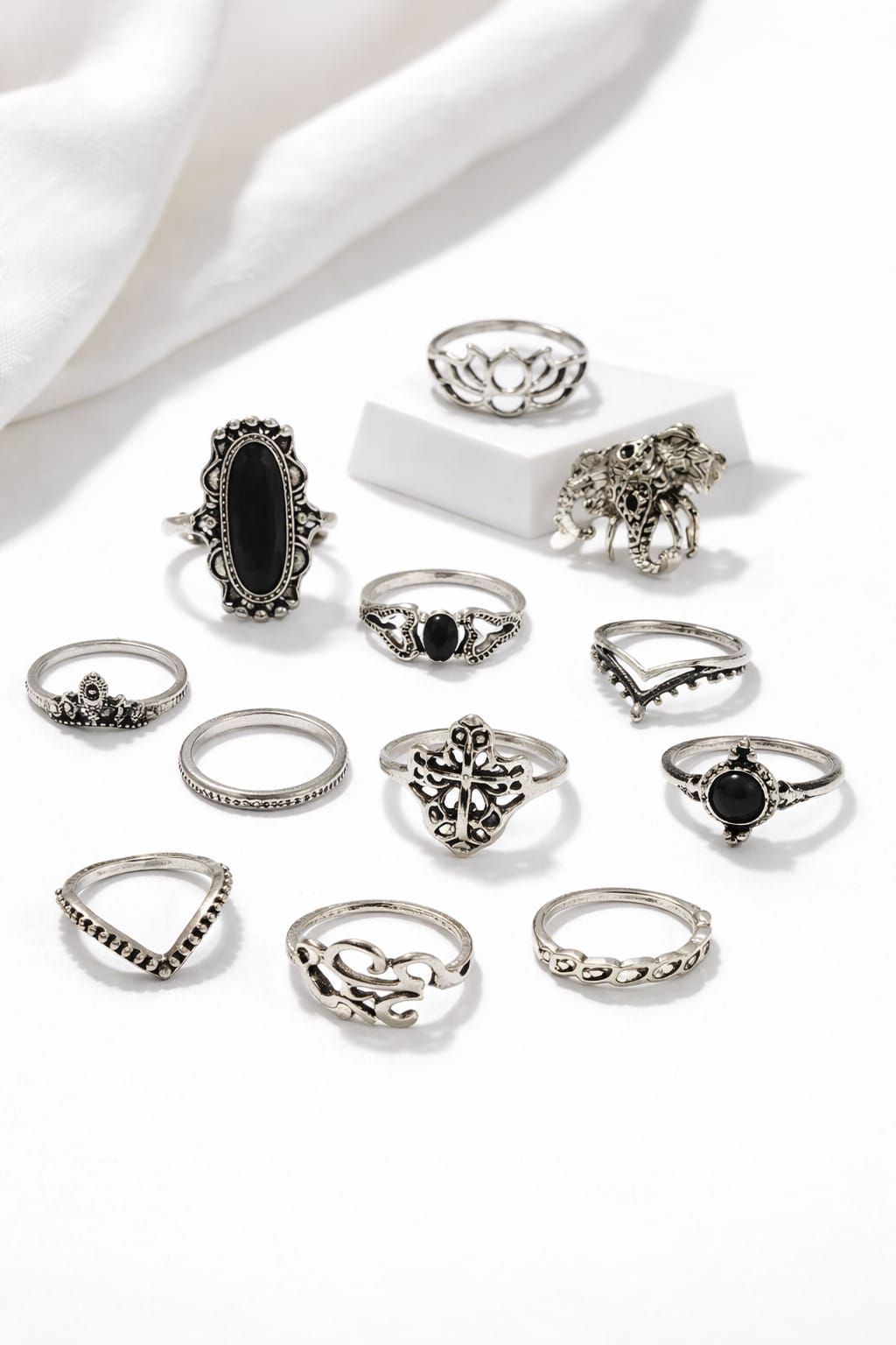 12-Pc Silver Plated Ring Set SKU: Z017