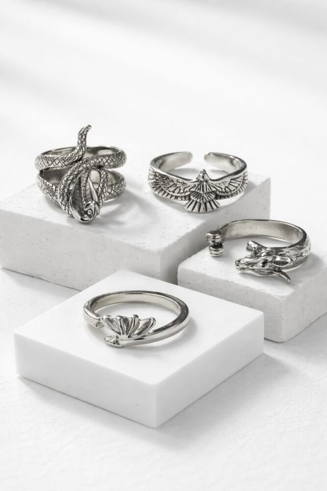4-Pc Silver Plated Ring Set SKU: Z021