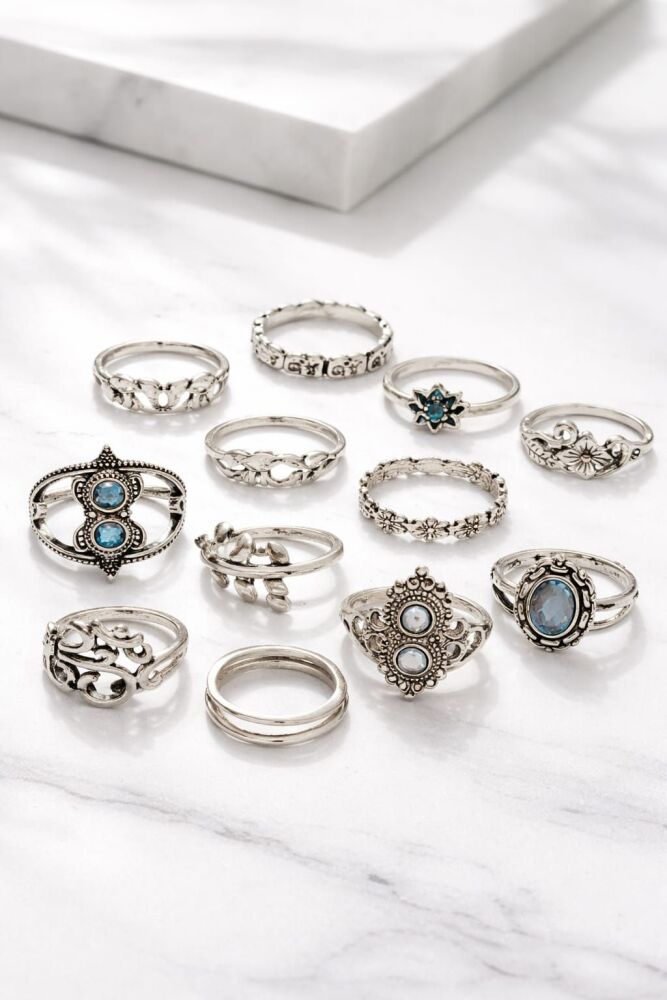 11-Pc Silver Plated Ring Set SKU: Z022