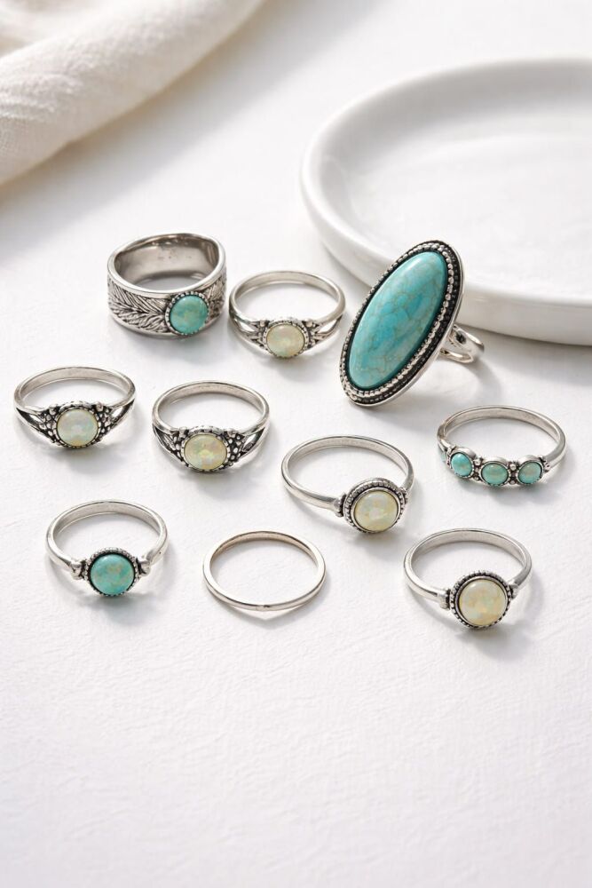 9-Pc Silver Plated Ring Set SKU: Z023