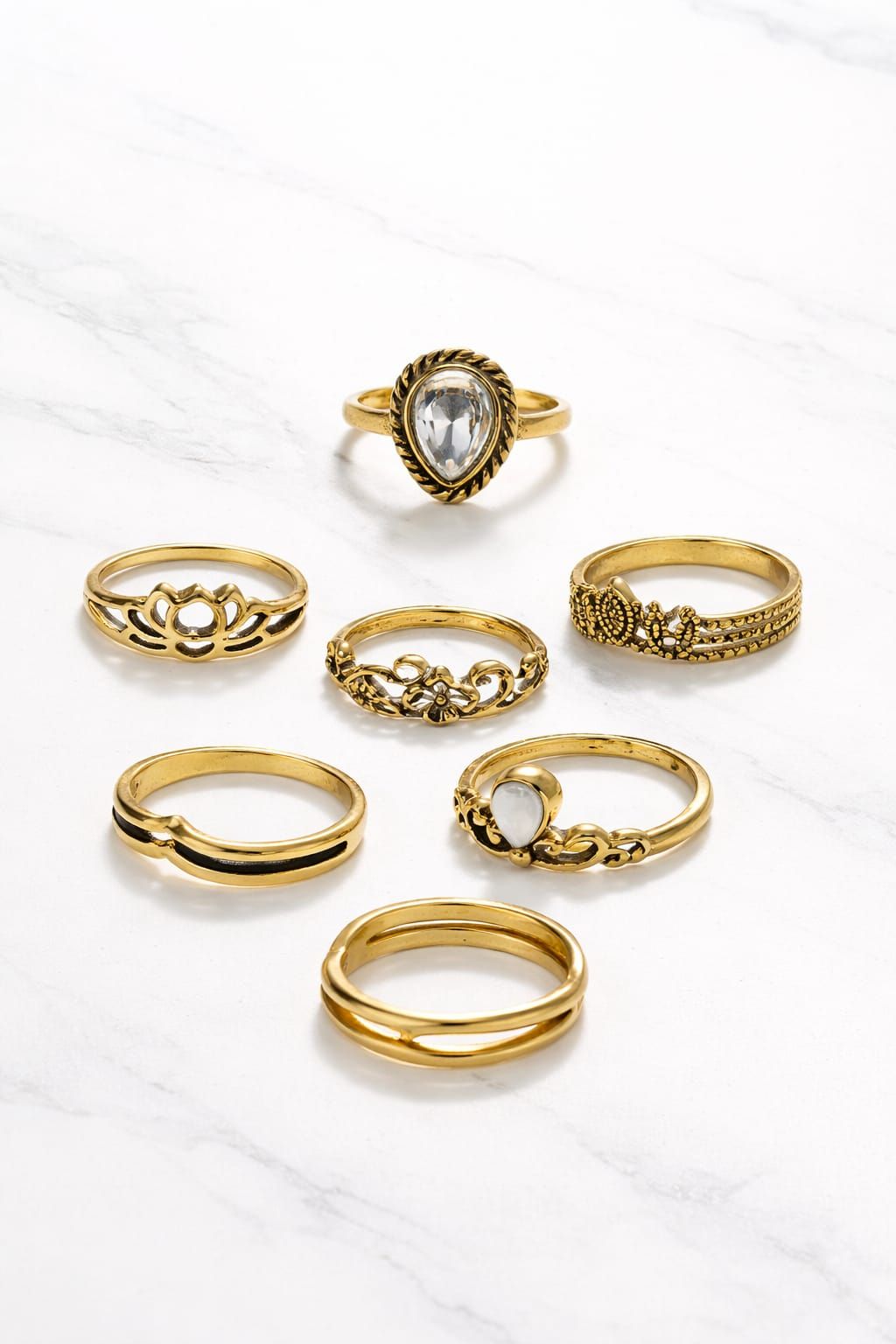 7-Pc Silver Plated Ring Set SKU: Z028