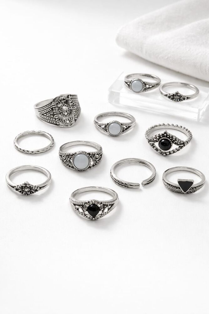 11-Pc Silver Plated Ring Set SKU: Z019