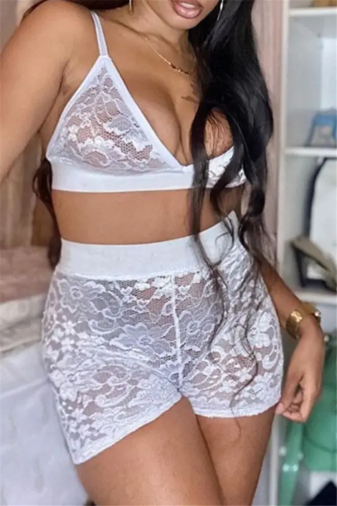 White Lace See Through Short Size: M SKU: N676521