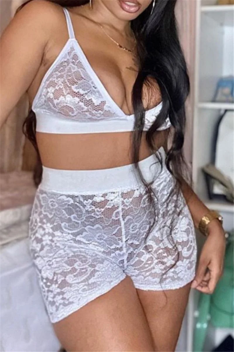 White Lace See Through Short Size: M SKU: N676521