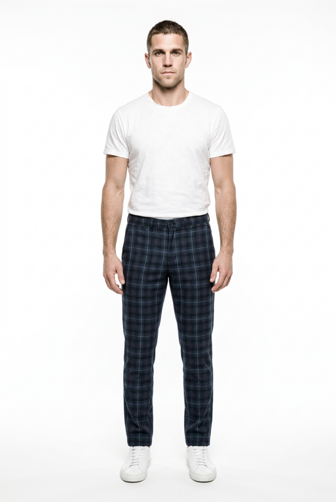Original Penguin Navy Plaid Slim Fit Trousers Size: 31W 32L SKU: 7686011