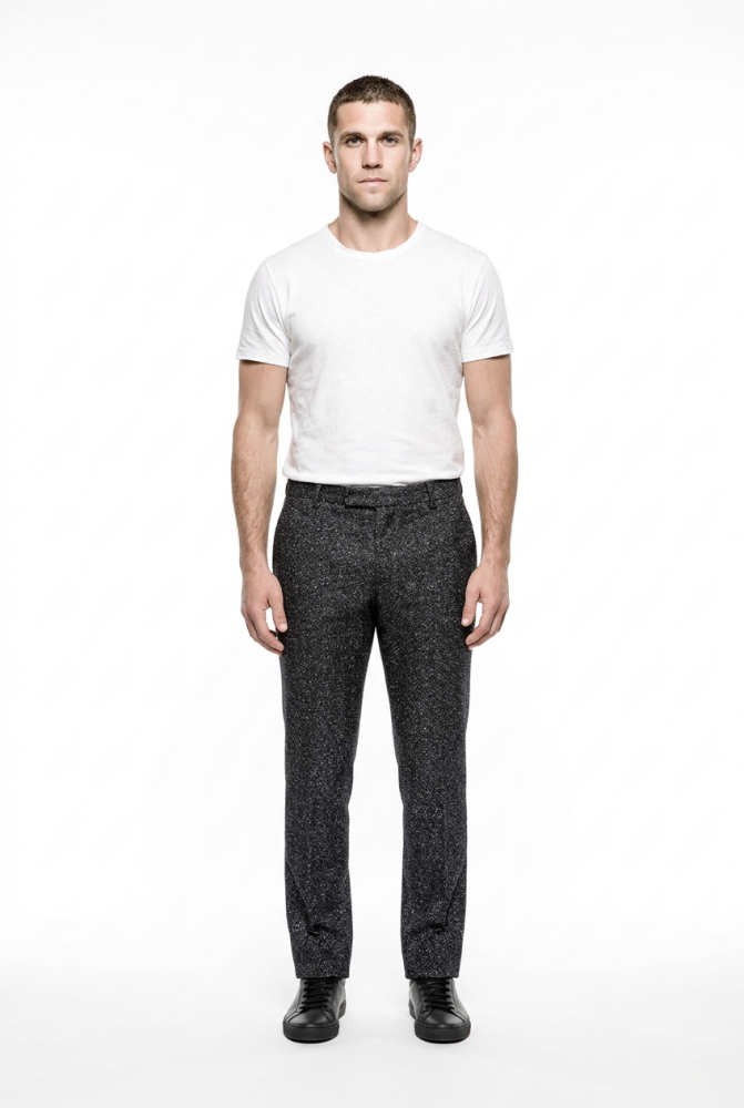 Slim Fit Grey Textured Trousers Size: 34 SKU: 6576C03