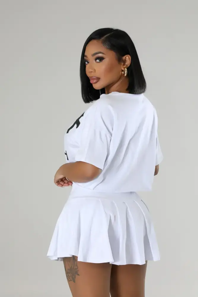 White Court Side Pleated Mini Skort/Skirt - Part Of A Set SKU: L461121