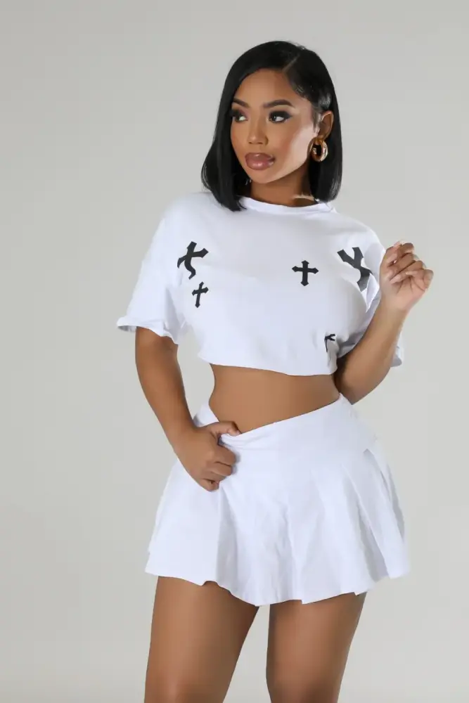 White Faith Cross Boxy Crop Tee - Part Of A Set SKU: L46L121