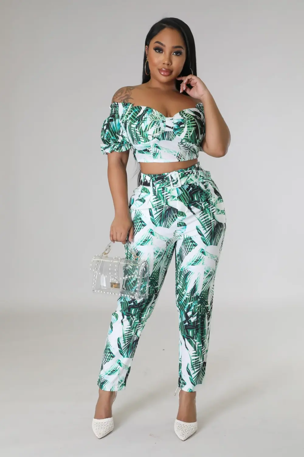 Printed Hibiscus Dreams Pant Set SKU: T9806L1