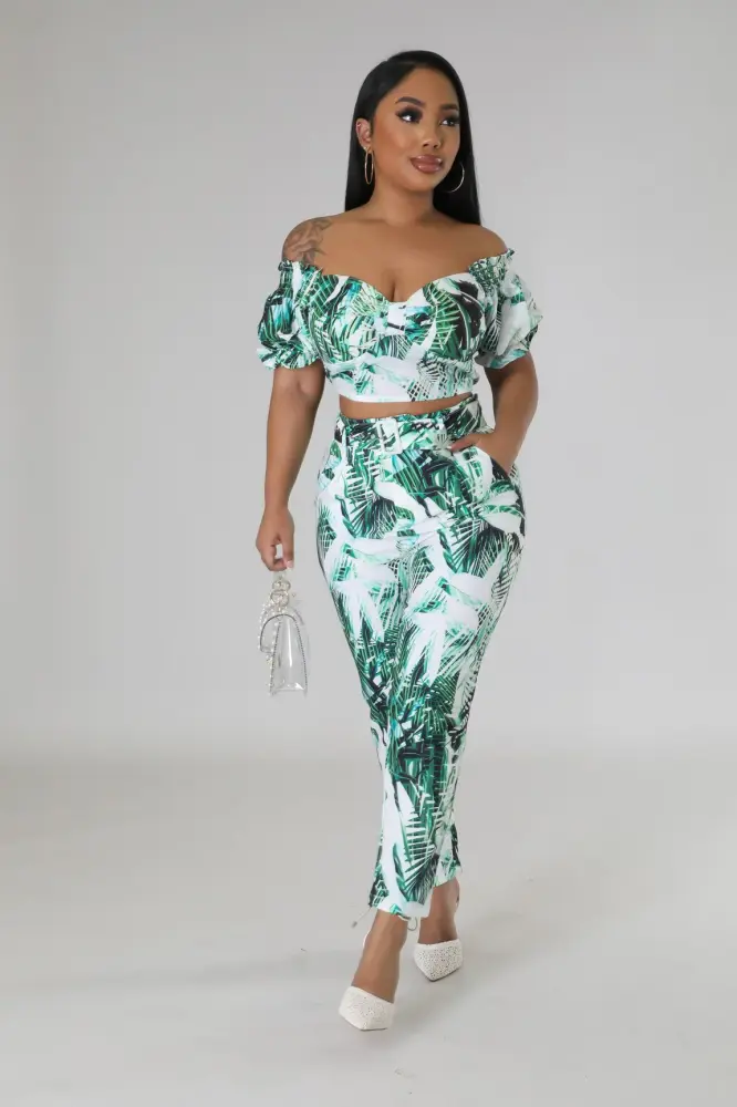Printed Hibiscus Dreams Pant Set SKU: T9806L1