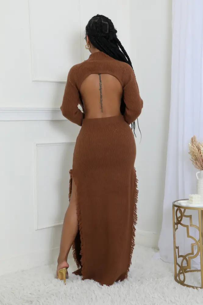 I Wanna Be Loved Brown Skirt Set SKU: N768911
