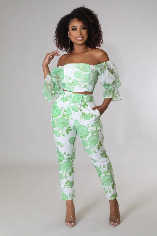 Green Printed Dreams Pant Set SKU: TL806L1