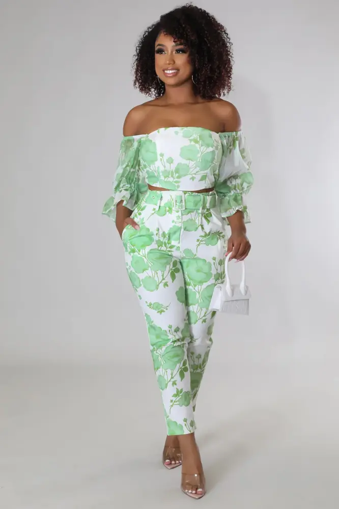 Green Printed Dreams Pant Set SKU: TL806L1