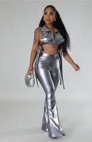 Silver Drinks On Me Pant Set SKU: L546501