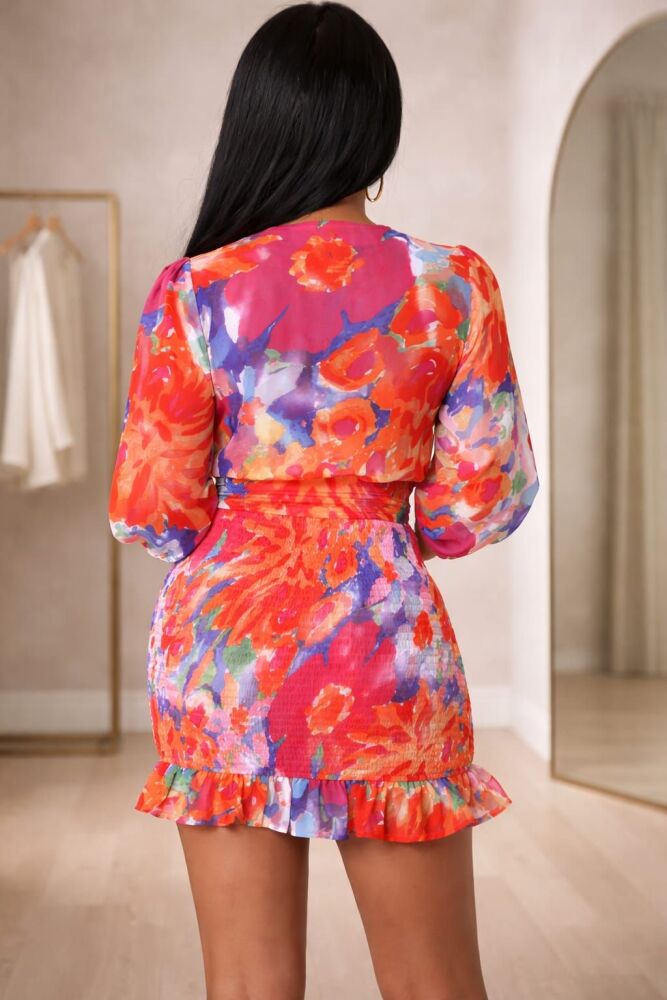 Tropical Print Midi Dress Belted SKU: 45301T0