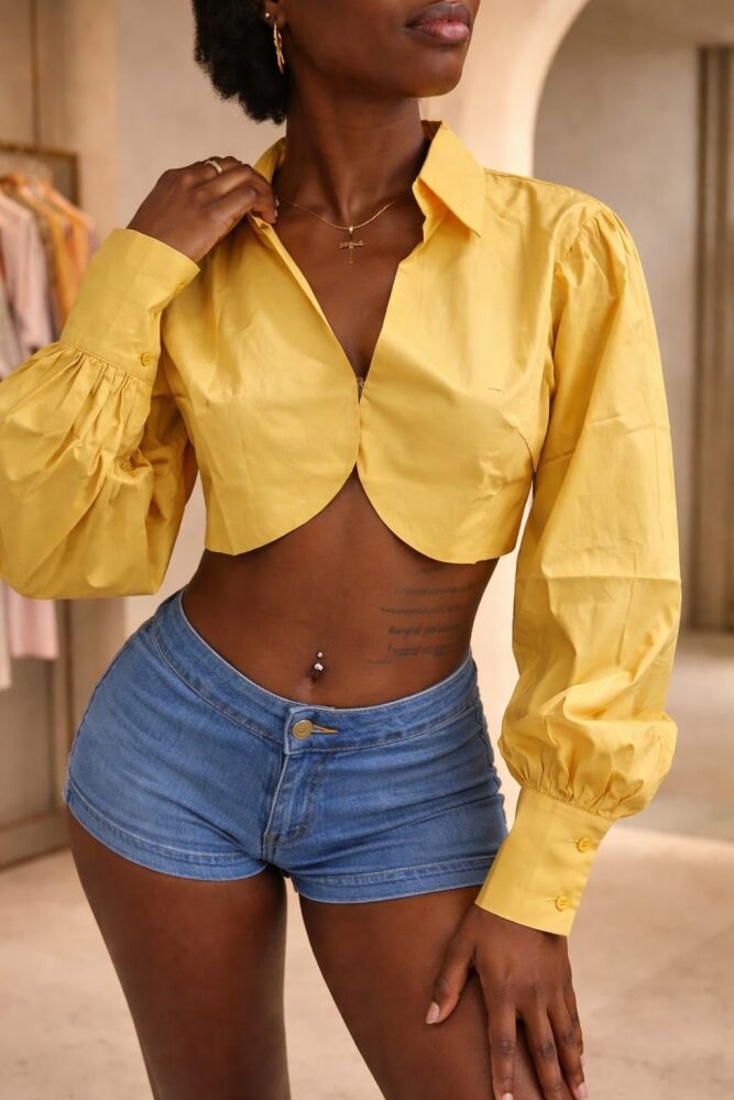 Mustard Cropped Shortie Jacket Top SKU: C8970L1