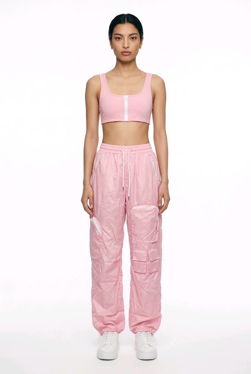 Pink Cargo Pants Pocket Detail Set Size: L SKU: L9576L1