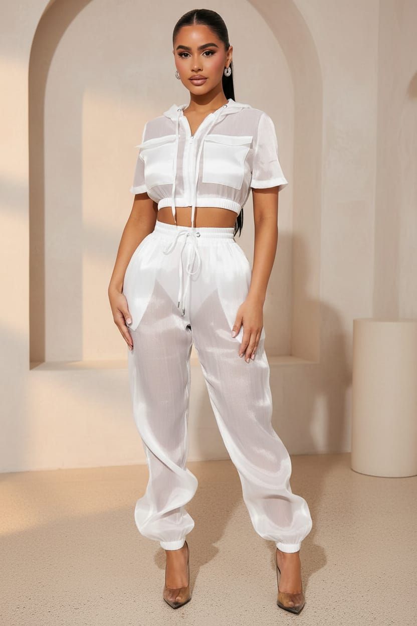 White My Day Organza Jogger Set SKU: GH6L780