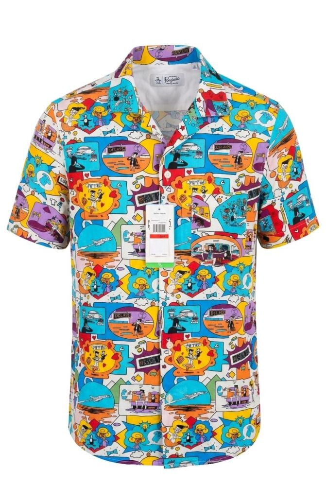 Original Penguin Graphic Comic Scene Button-Up Shirt Size: XS Part Of A Set SKU: L576911